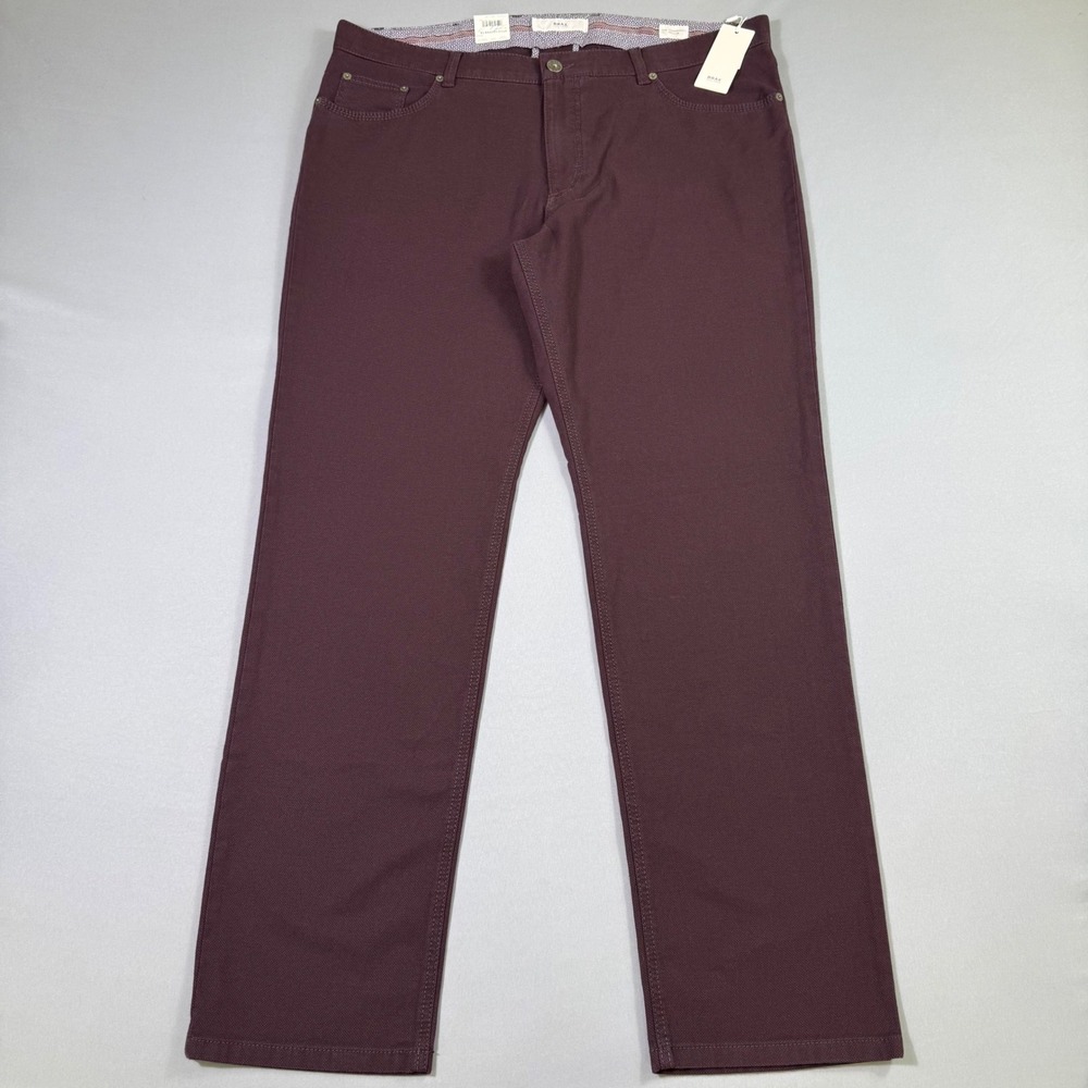 Brax Cooper Fancy Pants Mens 40/32 Burgundy Two Tone Stretch Regular Fit NWT